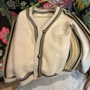 Mystree Cream Fuzzy Cardigan